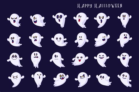 Halloween Ghosts Emoji 356893 Illustrations Design Bundles