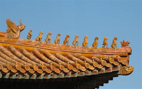 Traditional Chinese Roof Tiles And Acroteria Illustration World