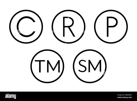 Copyright Registered Patent Trademark And Service Mark Icon Set Stock