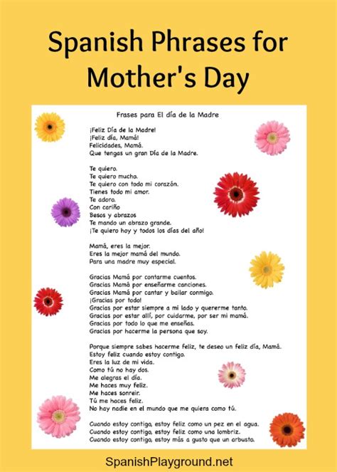 Spanish Phrases For Mothers Day Spanish Playground