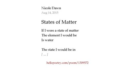 States Of Matter By Nicole Dawn Hello Poetry