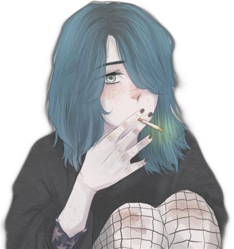 Anime Girl Smoker Aesthetictumblr Sticker By Deadkimmi