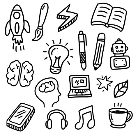 Set Of Creativity Doodle Vector Doodle Drawing Doodle Sketch