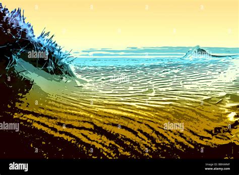Cel Shaded Illustration Of Seascape Stock Photo Alamy