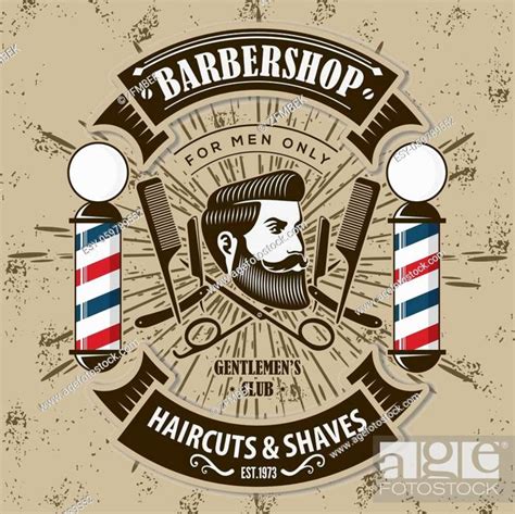 Barbershop Logo Poster Or Banner Design Concept With Barber Pole