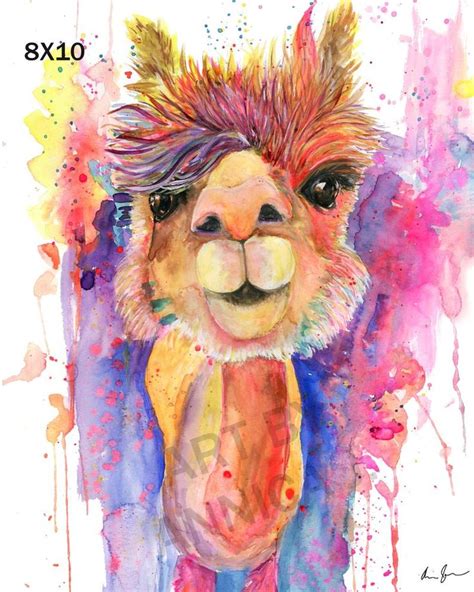 A Watercolor Painting Of An Alpaca