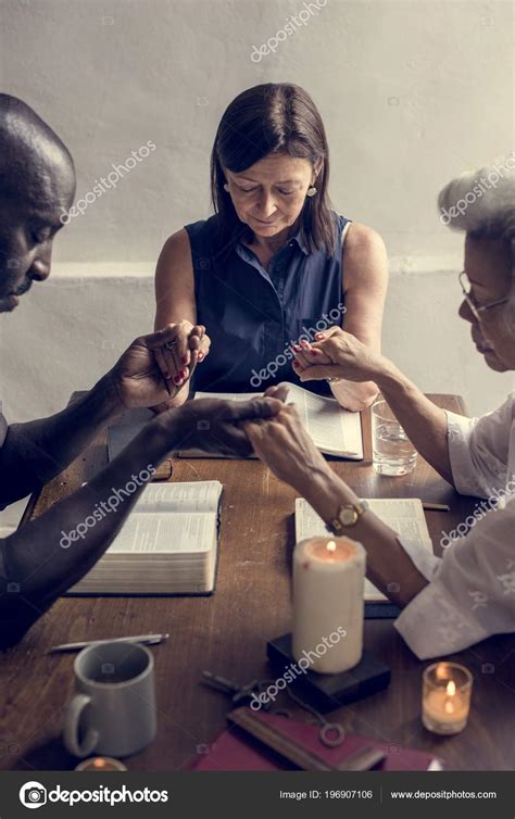 Group People Holding Hands Praying Worship Believe Stock Photo By