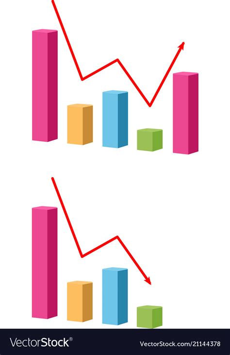 Decrease And Growing Graph Icon Chart With Bars Vector Image