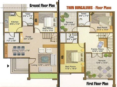 Bungalows Plans Designs Twin Bungalow Floor Plan Jhmrad 116255