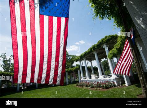 American Flags Hang In The Cpl James R Tanner Amphitheater At