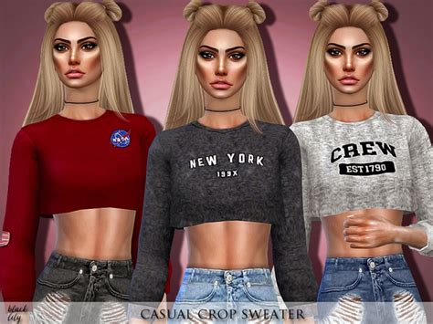 Casual Crop Sweater By Black Lily At Tsr Sims 4 Updates