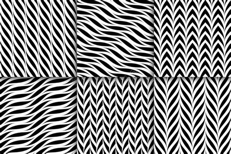 Set Of Vector Seamless Geometric Patterns Weave Striped Black And