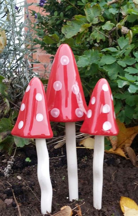 Toadstool Garden Ornament Ceramic Mushrooms Small Medium Large Ebay