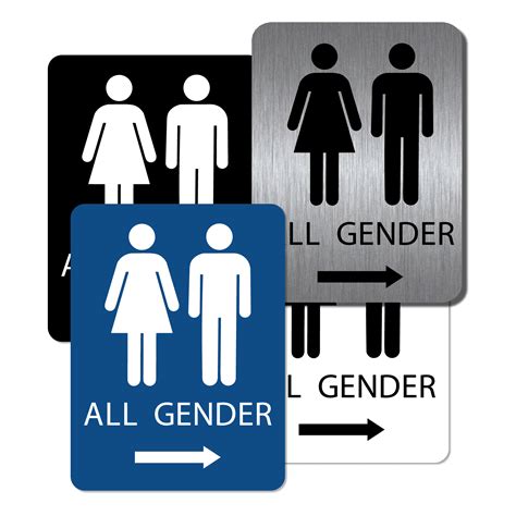 All Gender Bathroom Signs Right Arrow 8hx 6w Alpha Dog Ada Signs