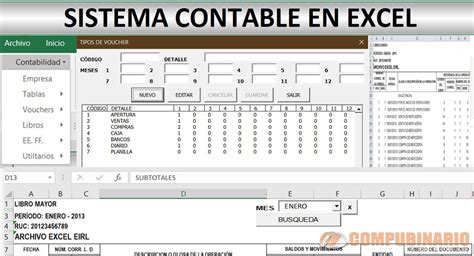 Sistema Contable En Excel Compubinario