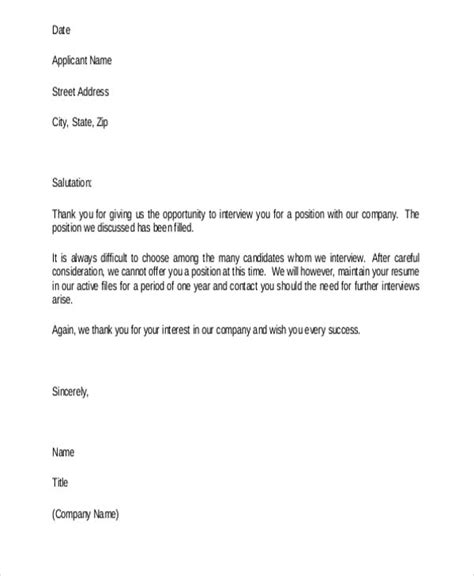 Job Candidate Rejection Letter Samples 12 Best Formats And Templates