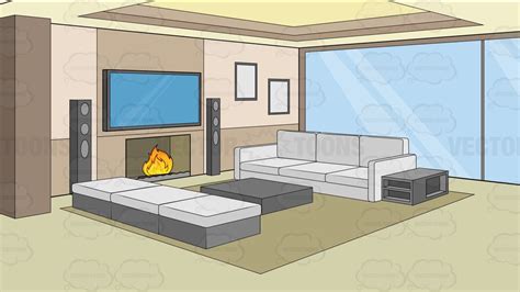 Furniture in living or bedroom objects set with leather sofa and. A Modern Comfy Living Room Background - Clipart Cartoons ...