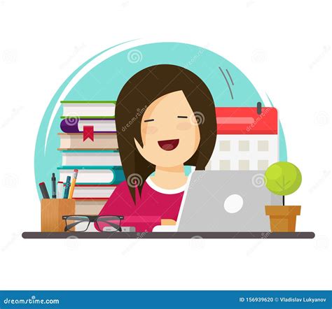 Mujer Empresaria Feliz Trabajando En El Trabajo De Oficina IlustraciÃ³n