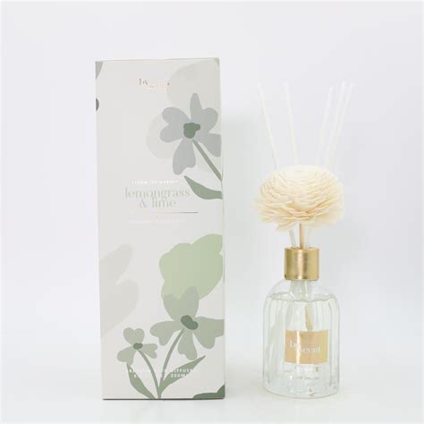 By Scent Clear Glass Diffuser Flower Deco Green Lemongrass And Lime Neobeeqld