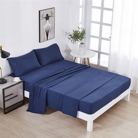 3 Piece Twin Xl Solid Bed Sheets Navy Blue Luxury Bedding Set Deep