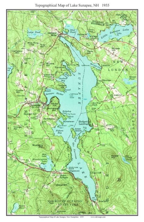 Old Topographic Map Of Lake Sunapee Ca 1998 By Usgs By Oldmap