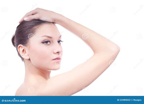 Beautiful Woman Naked Shoulders On White Stock Photography Image