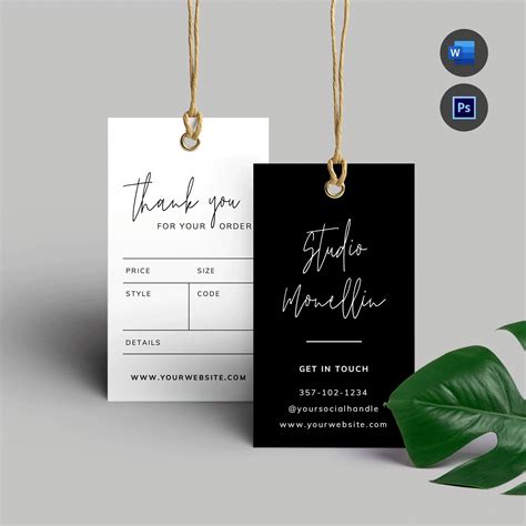 Printable Hang Tag Template Thank You Swing Tags Custom Clothing Hang