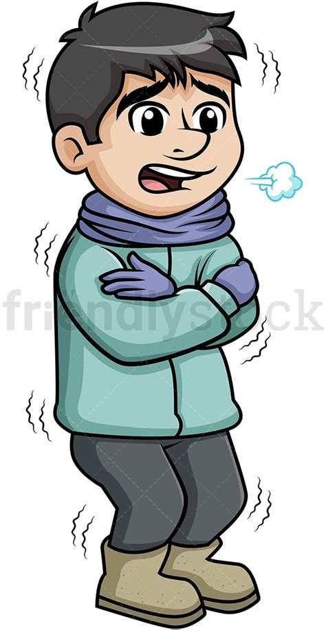 Man Shivering From Winter Cold Cartoon Clipart Vector Friendlystock
