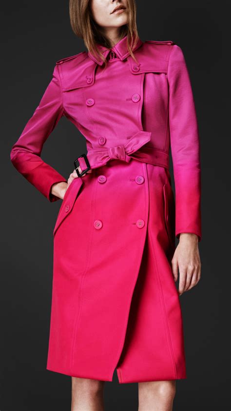 Lyst Burberry Prorsum Satin Dégradé Trench Coat In Pink