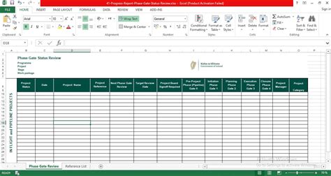 Progress Report Phase Gate Status Review Template Excel Free Download