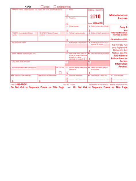 Irs 1099 Misc 2010 Fill And Sign Printable Template Online Us Legal