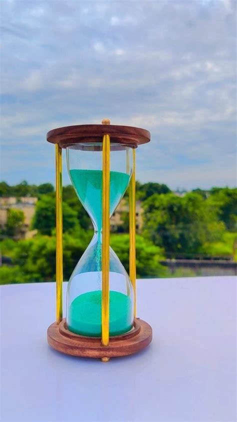 Wooden And Glass Sand Timer Hour Green Sand Ideal Height 6 Inches 5