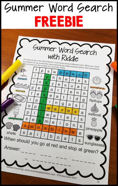 Worksheet 100 Summer Vacation Words Answer Key