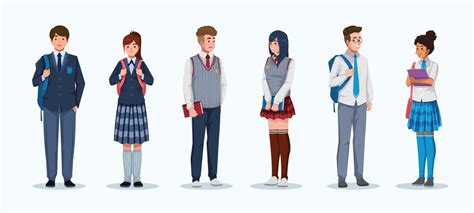 High School Students Character Concept With Uniform Collection 3047503