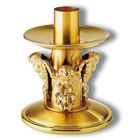 Altar Candle Holder In Golden Bronze Decorated With Angels Online