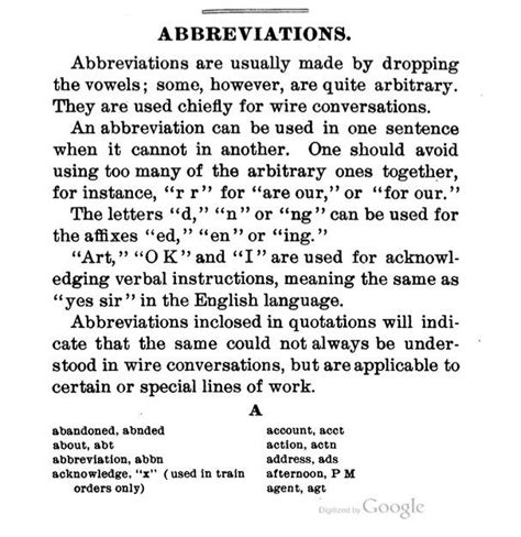 History Of Telegraph Operators Abbreviations Used By Telegraphers