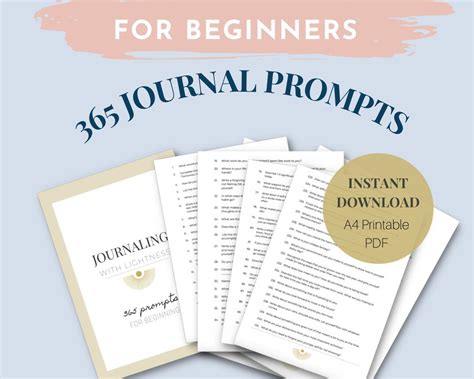 365 Journal Prompts For Beginners Printable Journal Pages Mental