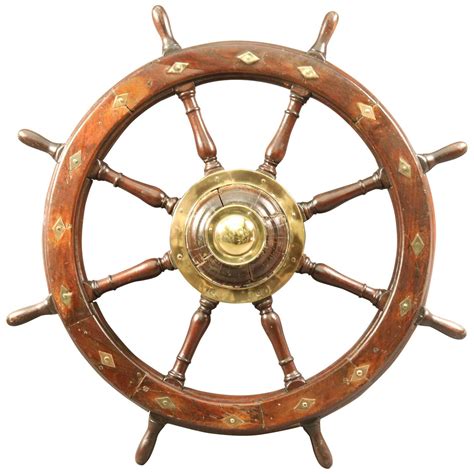 Authentic Ships Wheel With Brass Diamond Inlay For Sale At 1stdibs