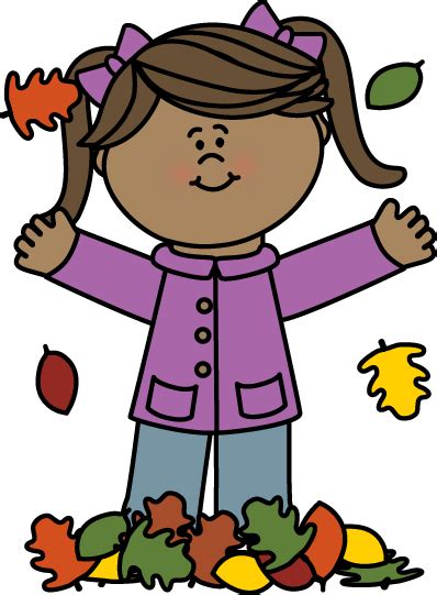 Girl Playing In Leaves Clip Art Girl Playing In Leaves Image Fall