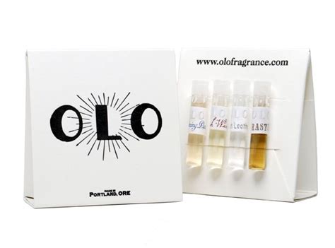 olo fragrance logo perfume packaging sample box packing design