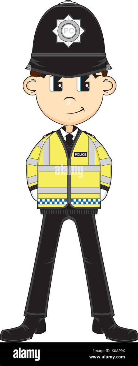 Cute Cartoon British Policeman Vector Illustration Stock Vector Image