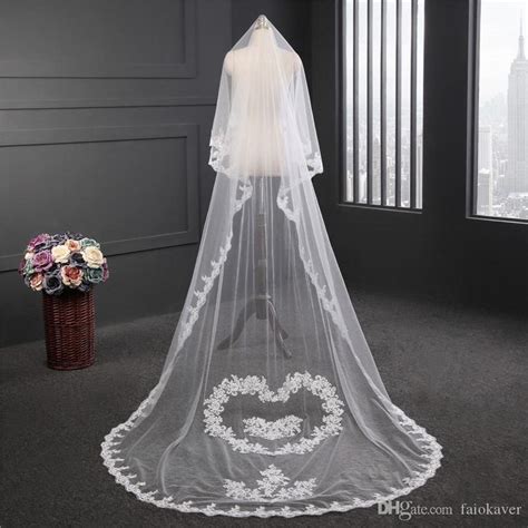 250cm Meter White Cathedral Wedding Veils Cover Face Long Lace Edge