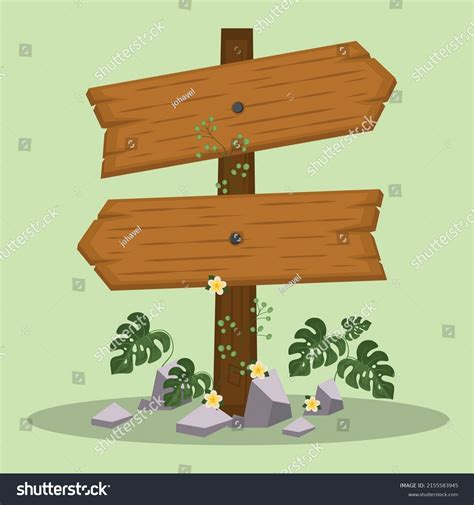 Wooden Sign Arrows Leaves Stock Vector Royalty Free 2155583945