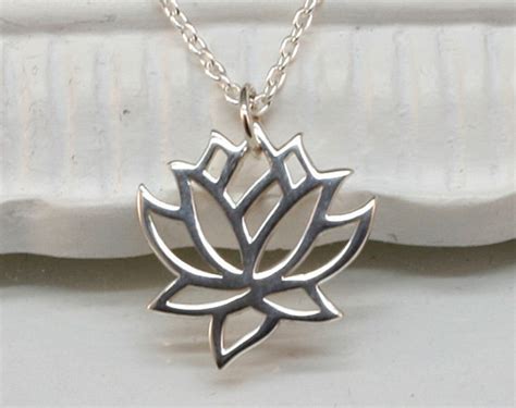 Silver Lotus Necklace Sterling Silver Blooming Flower Yoga Etsy
