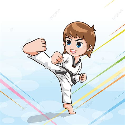 Taekwondo Kick Vector Png Images Vector Cartoon Taekwondo Boy Kick
