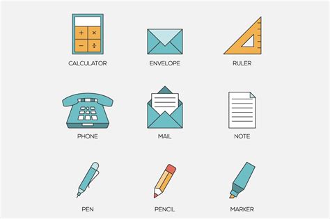 Office Tools Color Line Icons Vol 2 Creative Daddy