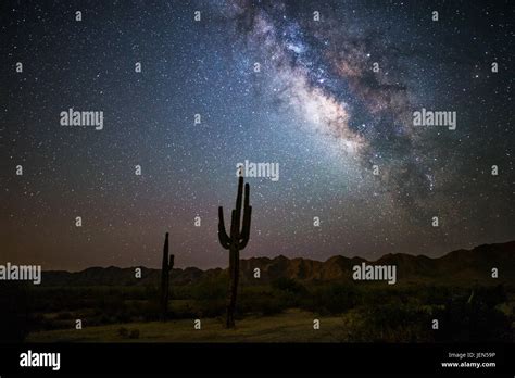 Milky Way Galaxy In The Night Sky Over The Sonoran Desert In Phoenix