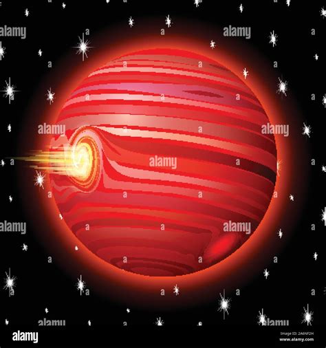 Planet In Space With Stars Shiny Cartoon Or Game Style Stock Vector