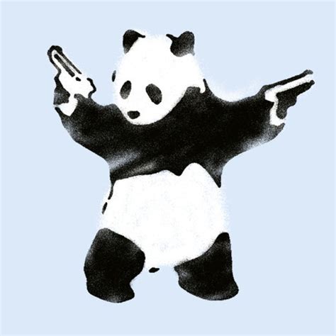 Banksy Stencils Pandamonium Panda Guns Stencil By Idealstencils