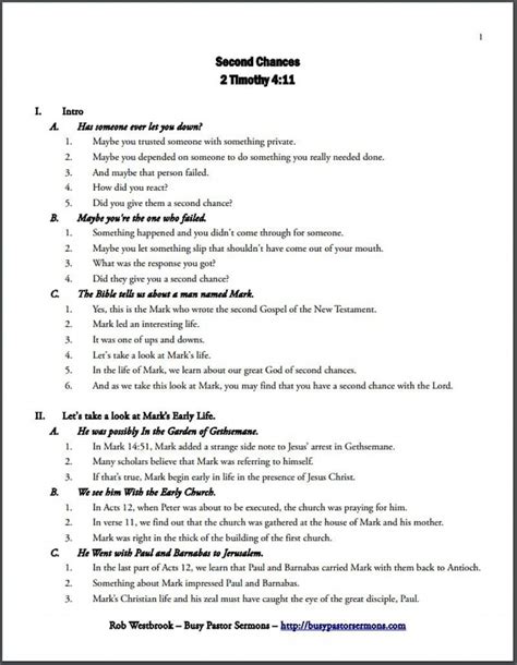 Blank Sermon Outline Template ~ Addictionary